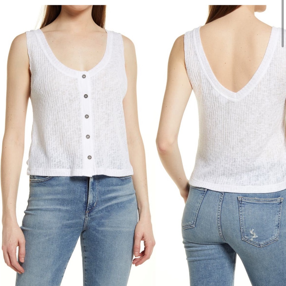 NWT Melrose & Market Button Front Tank White XL Nordstrom